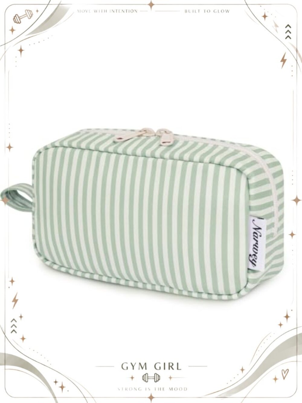 Small Striped Cosmetic Bag Travel Makeup Pouch Zipper Organizer